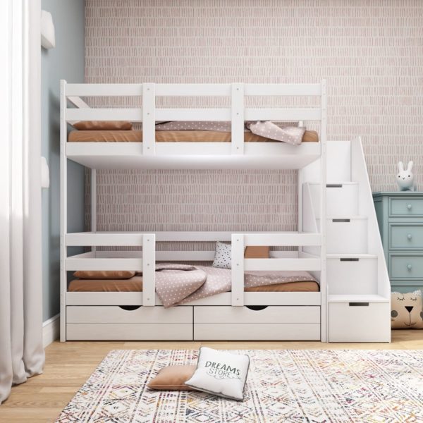 Двухъярусная кровать-домик Dreams Classic+ белая с комодом