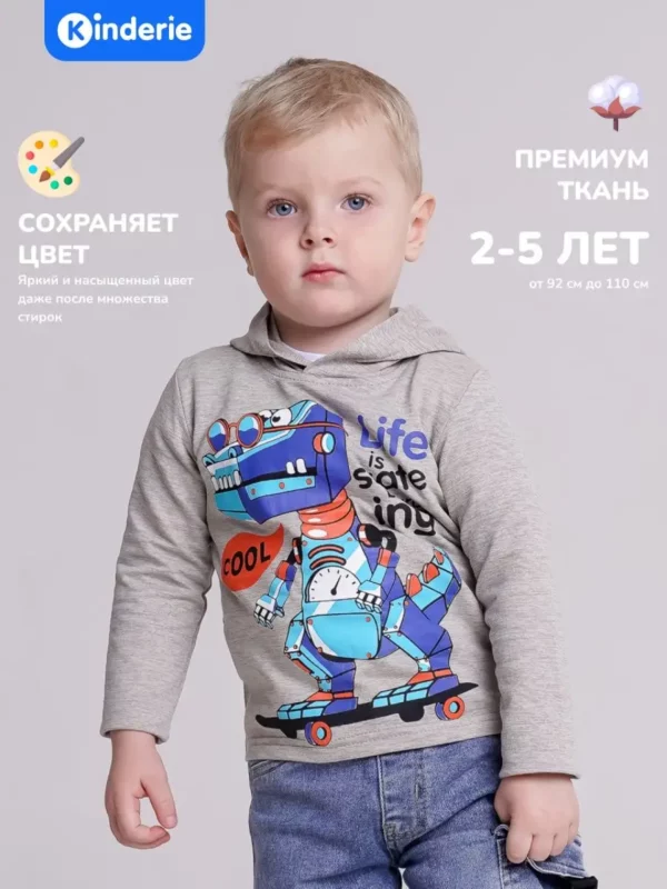 Худи для мальчика Kinderie Dino grey