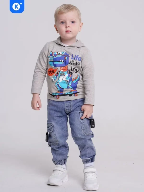 Худи для мальчика Kinderie Dino grey