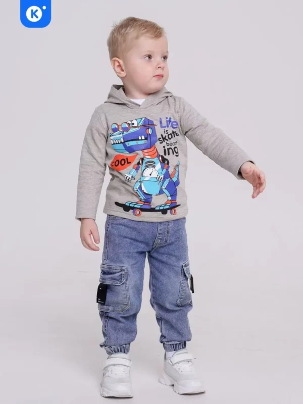 Худи для мальчика Kinderie Dino grey
