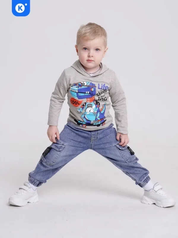 Худи для мальчика Kinderie Dino grey